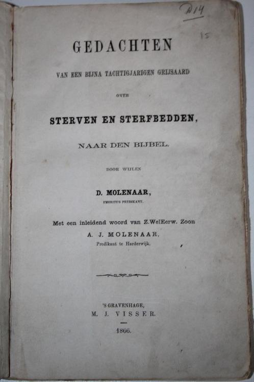 D. Molenaar - Gedachten over sterven en sterfbedden (1866), Boeken, Godsdienst en Theologie, Gelezen, Christendom | Protestants