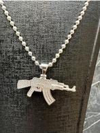 Prachtige 925 zilveren kralenketting met AK-47, Ophalen of Verzenden, Nieuw, Goud