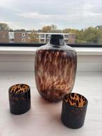 Cheetah vaas en waxinelichthouders + droogbloemen, Huis en Inrichting, Ophalen, Overige kleuren, Minder dan 50 cm, Glas