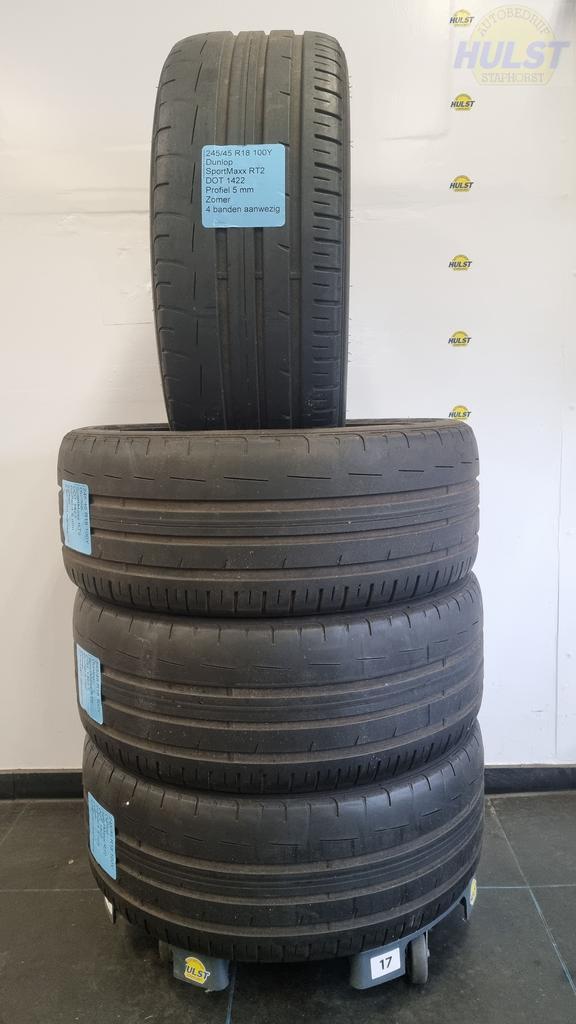 4 Gebruikte Dunlop zomerbanden 245/45 R18, Auto-onderdelen, Banden en Velgen, Band(en), Zomerbanden, 18 inch, 245 mm, Personenwagen