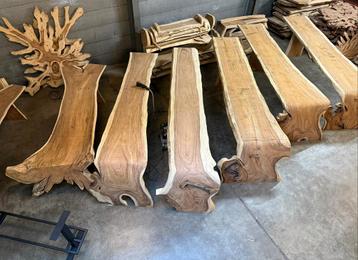 Unieke waterval bartafels massief suarhout doorlopend blad  beschikbaar voor biedingen