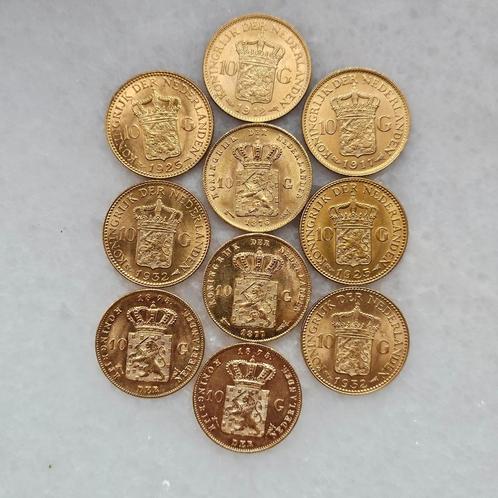 10 x gouden tientjes diverse jaren, Postzegels en Munten, Munten | Nederland, 10 gulden, Koningin Wilhelmina, Ophalen of Verzenden