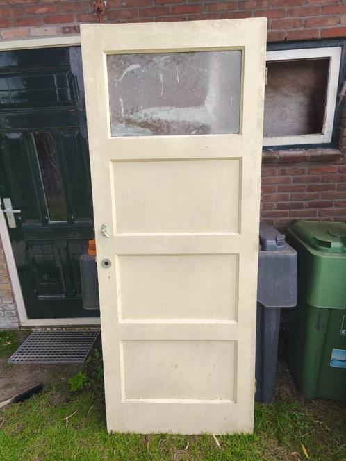 4 vlaks binnendeuren, Doe-het-zelf en Verbouw, Deuren en Horren, Gebruikt, Binnendeur, 200 tot 215 cm, 80 tot 100 cm, Hout, Ophalen