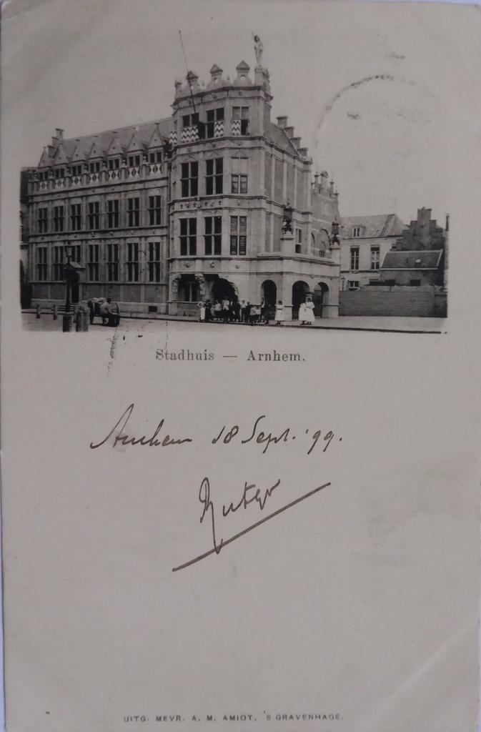 Zeer oude 1899 briefkrt Het stadhuis (Duivelshuis) in Arnhem, Verzamelen, Ansichtkaarten | Nederland, Gelopen, Gelderland, Voor 1920