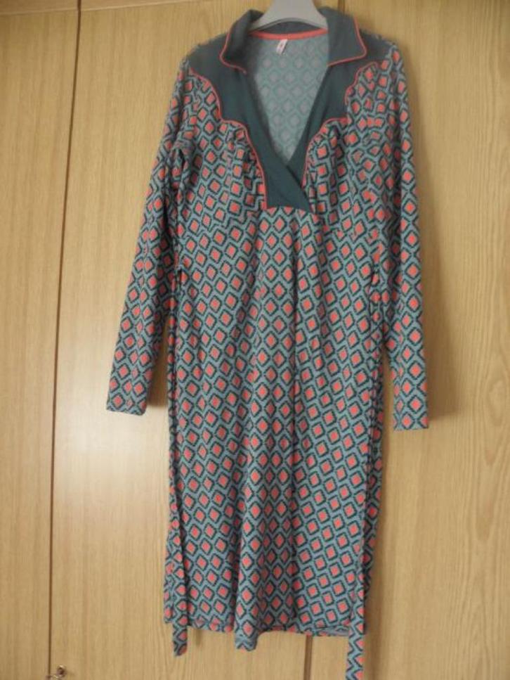 Groen oranje retro stretch jurk BLUTSGESCHWISTER mt L prima, Kleding | Dames, Jurken, Gedragen, Maat 38/40 (M), Groen, Onder de knie