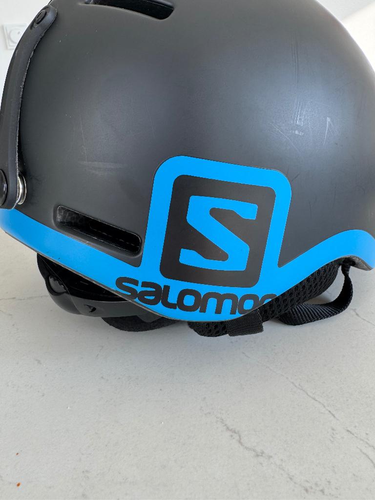 Salomon skihelm blauw kind + cover 53/56 cm, Overige typen, Zo goed als nieuw, Skiën, Minder dan 100 cm