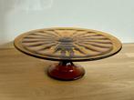 Amberkleurige Art Deco taartplateau – 32 cm diameter, Ophalen of Verzenden