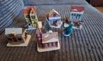 Vintage Kerst Miniatuur Huisjes Metaal, Ophalen of Verzenden, Gebruikt, Decoratie