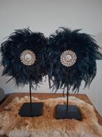 2 Zwarte Veren Decoratie op Standaard, Huis en Inrichting, Woonaccessoires | Overige, Ophalen of Verzenden, Zo goed als nieuw