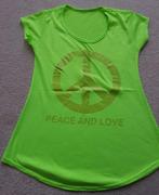 T-shirt tshirt neon groen maat xs s peace and love shirt, Verzenden, Korte mouw, Maat 34 (XS) of kleiner, Gedragen