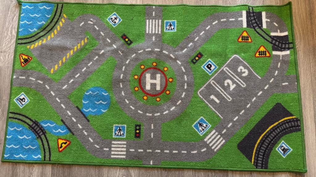 Autokleed met wegen en verkeersborden, Ophalen of Verzenden, Zo goed als nieuw