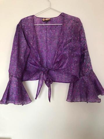 Prachtige puur zijden bolero m/l paars met….. beschikbaar voor biedingen