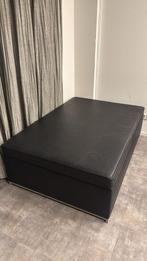 Kunstleren zwarte hocker, Huis en Inrichting, Banken | Voetenbanken en Poefen, Ophalen, Gebruikt, 125 cm of meer, Leer