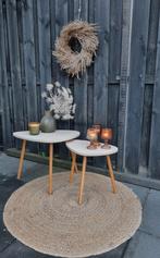 SET MOOIE BIJZETTAFELTJES/SALONTAFELTJES, Minder dan 55 cm, Rond, Zo goed als nieuw, Hout