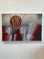 Schilderij, Ondergaande Zon, Geschilderd Op Jutte, 1980's, Ophalen of Verzenden