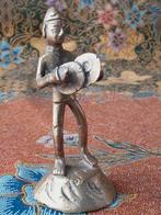 Mooi oud brons beeldje uit India van man met simbalen 9,8 cm, Antiek en Kunst, Ophalen of Verzenden