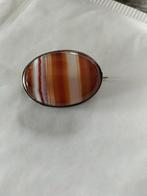 Antieke zilveren Schotse streep agaat broche., Verzenden, Zilver, Broche