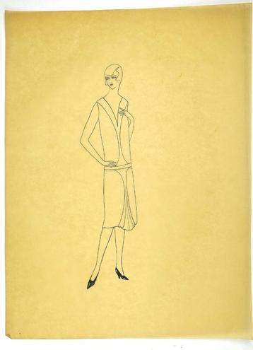 A310 Art Deco Modeontwerp Lijntekening (c. 40 x 29,5 cm) beschikbaar voor biedingen