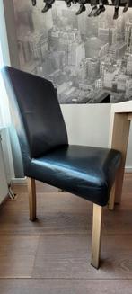 Zwarte lederen stoel 4 stuks, Gebruikt, Zwart, Hout, Ophalen of Verzenden
