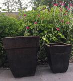 Oud Hollandse kwaliteit terracotta twee bruine bloempotten, Tuin en Terras, Bloempotten, 25 tot 40 cm, Zo goed als nieuw, Minder dan 40 cm