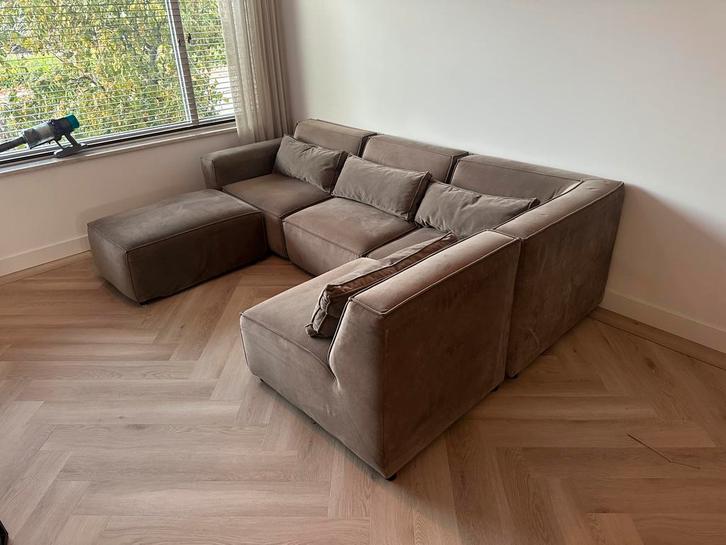 Bank/hoekbank, Huis en Inrichting, Banken | Complete zithoeken, Gebruikt, Stof, Ophalen