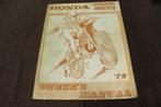 Honda CR250R Elsinore 1979 motorcycle owner's manual, Motoren, Handleidingen en Instructieboekjes, Ophalen of Verzenden, Honda