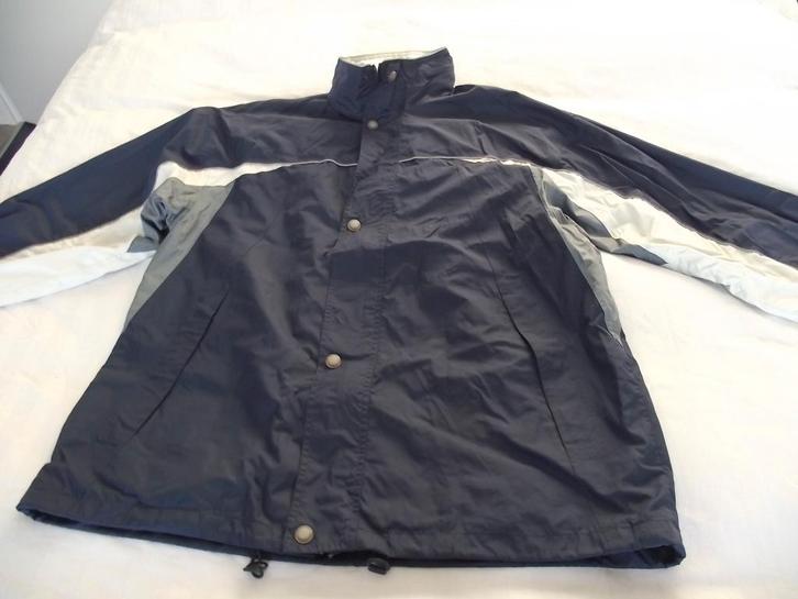 blauw regenjas met capuchon in de kraag Multitex maat L, Caravans en Kamperen, Regenkleding, Zo goed als nieuw, Regenjas, Dames