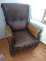 Leren antieke fauteuil, Ophalen of Verzenden, Zo goed als nieuw, 75 tot 100 cm, 50 tot 75 cm
