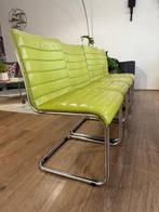 Exclusieve Design Eetkamerstoelen - Vier Stuks in Leer, Ophalen, Gebruikt, Overige kleuren, Metaal