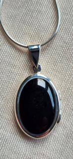 Zilveren kettinghanger Medaillon met Zwarte Onyx NIEUW, Zwart, Nieuw, Ophalen of Verzenden, Met edelsteen