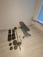 Sportbank met gewichten., Ophalen, Gebruikt, Buik, Krachtstation