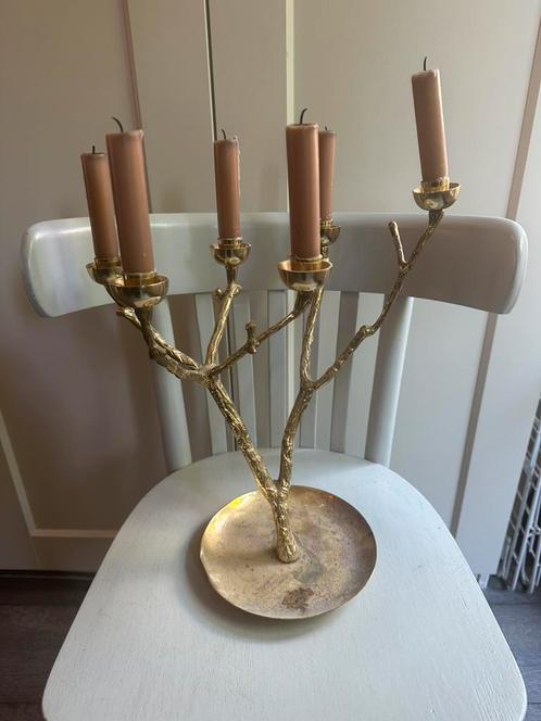 Polspotten Twiggy kandelaar 36 cm goud, Huis en Inrichting, Woonaccessoires | Kandelaars en Kaarsen, Zo goed als nieuw, 25 tot 50 cm