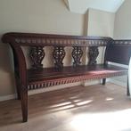 Mooie koloniale houten bank met mooie details, donkerbruin, Antiek en Kunst, Antiek | Meubels | Stoelen en Banken, Ophalen