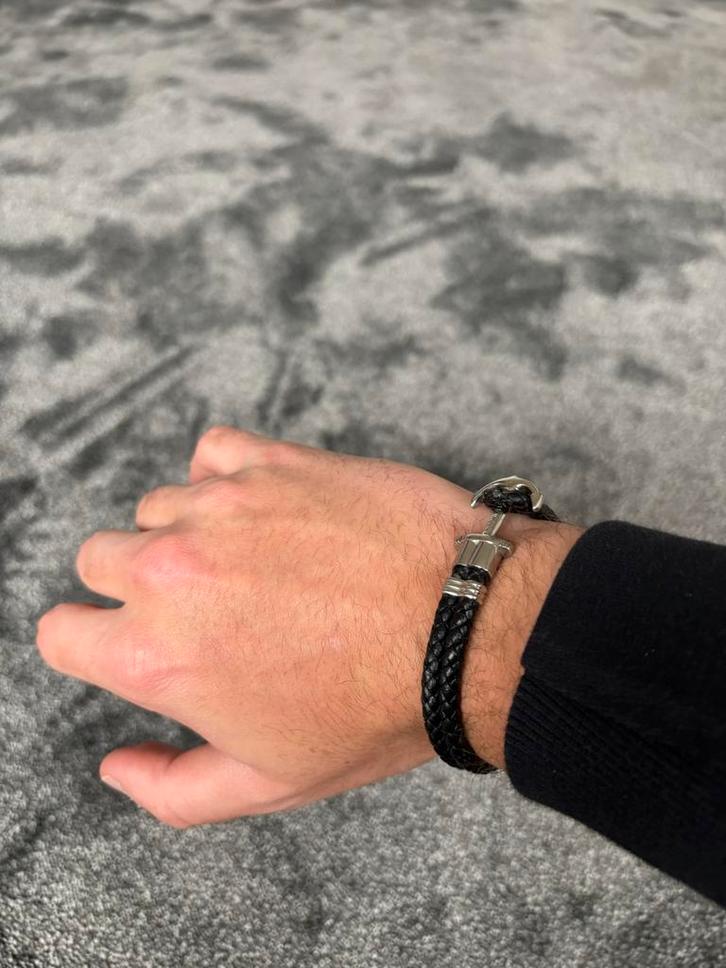 Paul Hewitt armband anker zwart/zilver, Sieraden, Tassen en Uiterlijk, Armbanden, Gebruikt, Overige materialen, Zwart, Ophalen of Verzenden