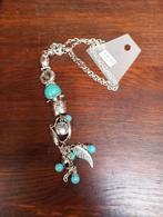 Partij Turquoise kralen ketting met zilveren bedels 100x, Ophalen, Overige materialen, Blauw, Zo goed als nieuw