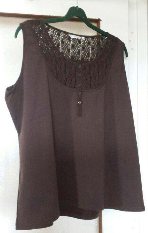Mooie bruine top met gehaakte accenten. Miss Etam. Mt. 54!, Kleding | Dames, Tops, Nieuw, Bruin, Zonder mouw, Verzenden