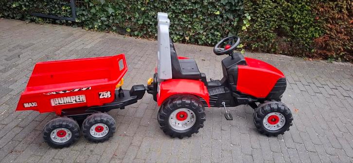 Traptractor met kiepaanhanger - 2-6 jaar, Kinderen en Baby's, Speelgoed | Buiten | Voertuigen en Loopfietsen, Gebruikt, Trapvoertuig