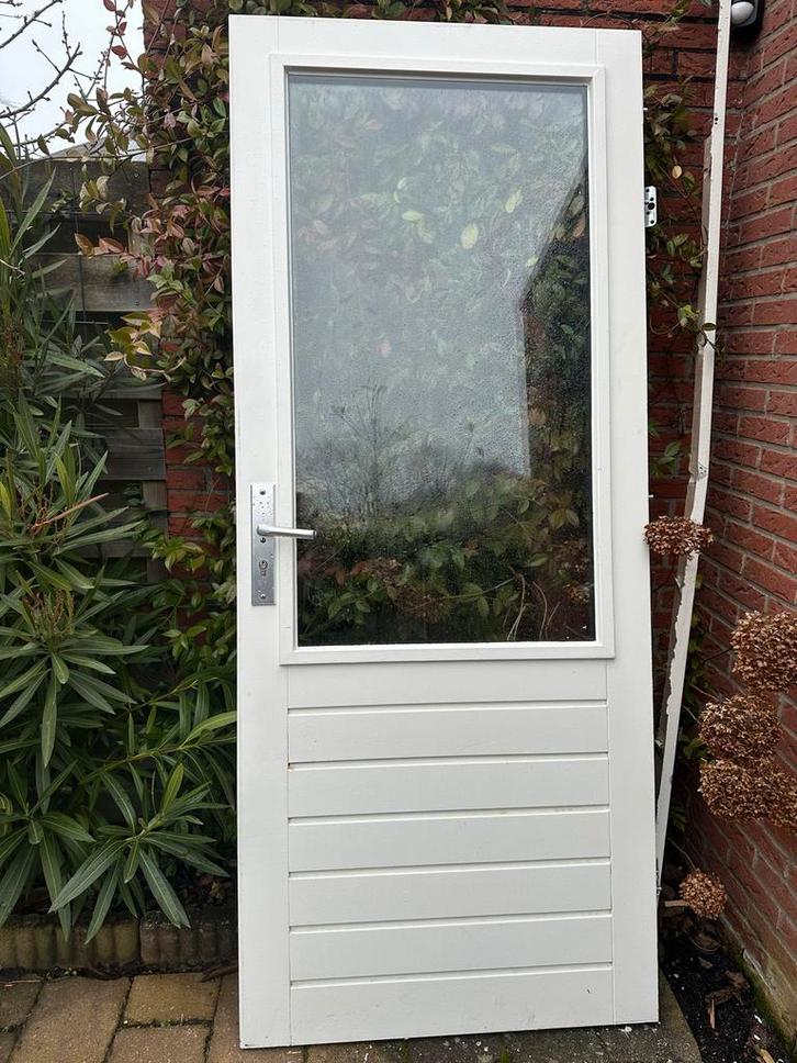 Achterdeur met dubbelglas - 211.5 x 88 cm, Doe-het-zelf en Verbouw, Deuren en Horren, Gebruikt, Buitendeur, Minder dan 200 cm