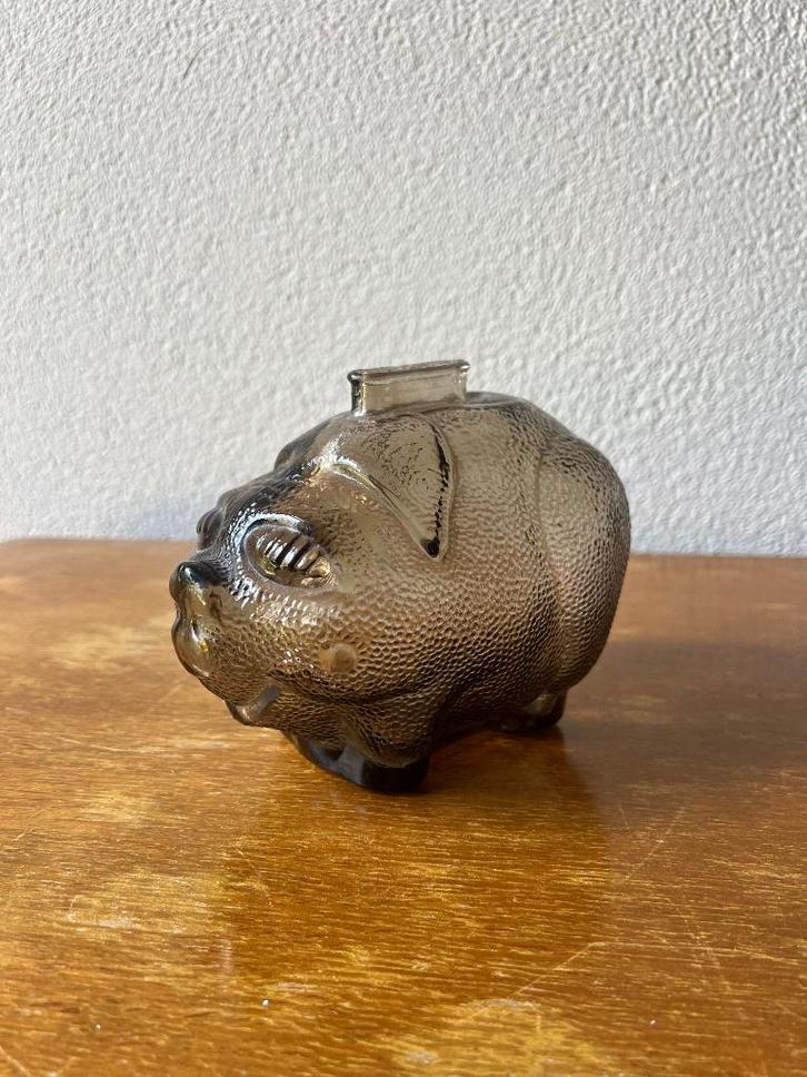Spaarvarken van glas, Verzamelen, Spaarpotten, Gebruikt, Dier, Overige materialen, Ophalen of Verzenden