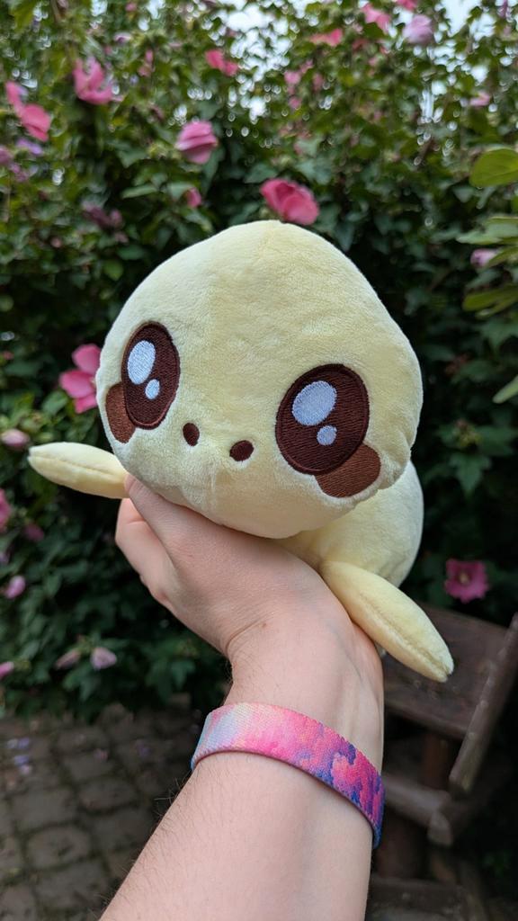 Purin schildpad pudding knuffel handgemaakt geel, Kinderen en Baby's, Speelgoed | Knuffels en Pluche, Nieuw, Overige typen, Ophalen of Verzenden