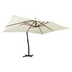 Zweefparasol met houten paal 400x300 cm zandwit, Ophalen of Verzenden, Nieuw, Zweefparasol, Waterdicht
