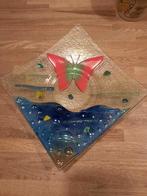 Fraaie glazen vierkante schaal met gesmolten glas motief, Antiek en Kunst, Ophalen of Verzenden