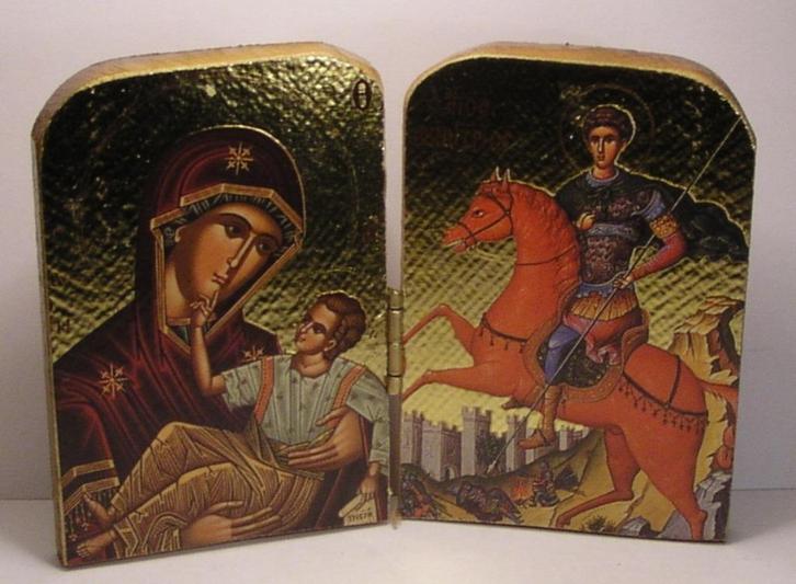 KT08 Kleine Tweeluik met Maria en Joris de Grote (nieuw), Verzamelen, Religie, Nieuw, Verzenden