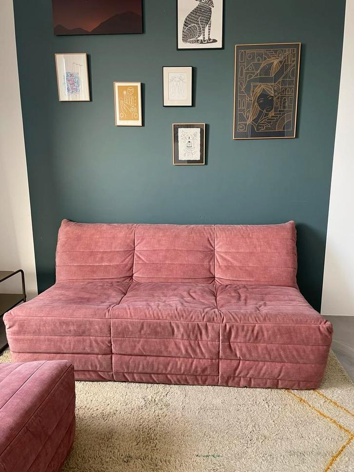 Bank Woood bag roze - ligne roset stijl, Huis en Inrichting, Banken | Bankstellen, Zo goed als nieuw, Tweepersoons, 150 tot 200 cm