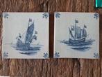 2 antieke delftsblauwe tegeltjes, Ophalen of Verzenden