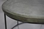 Ronde bijzettafel hocker CICK Jess metaal leer vintage groen, Ophalen of Verzenden, Gebruikt