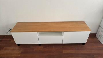 Besta tv Meubel 180 cm eiken fineer/mat wit beschikbaar voor biedingen