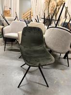 Army green groene velvet stoel, Huis en Inrichting, Stoelen, Ophalen, Zwart, Leer, Zo goed als nieuw