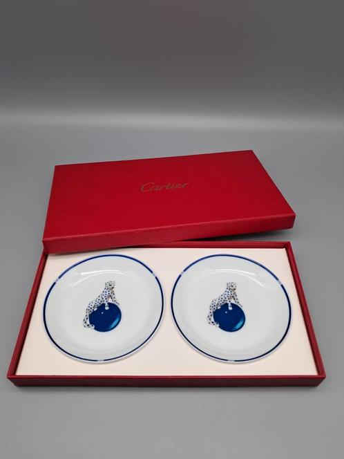 Cartier 2 schaaltjes met panter, Verzamelen, Porselein, Kristal en Bestek, Zo goed als nieuw, Bord of Schaal, Porselein, Ophalen of Verzenden