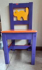 Stevig houten kinderstoeltje poes/paars, Ophalen, Gebruikt, Stoel(en)